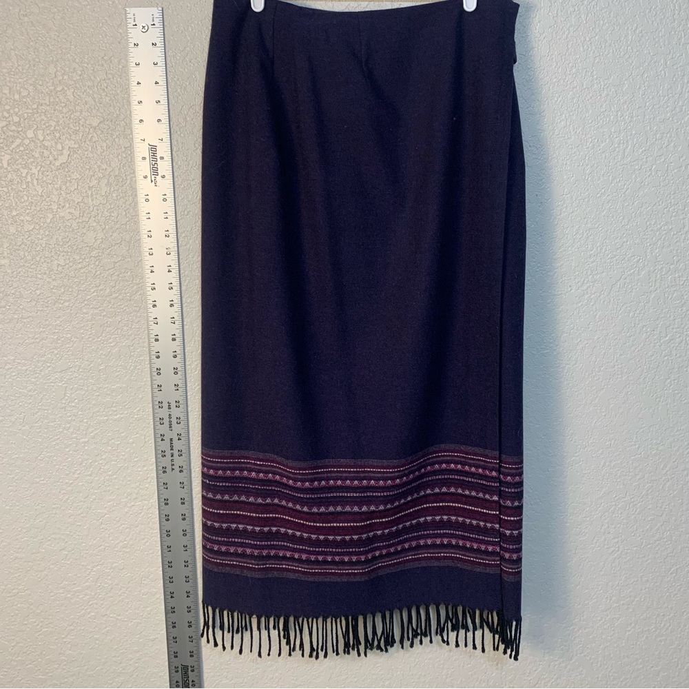 Elegant wool blend Purple Fringed Skirt